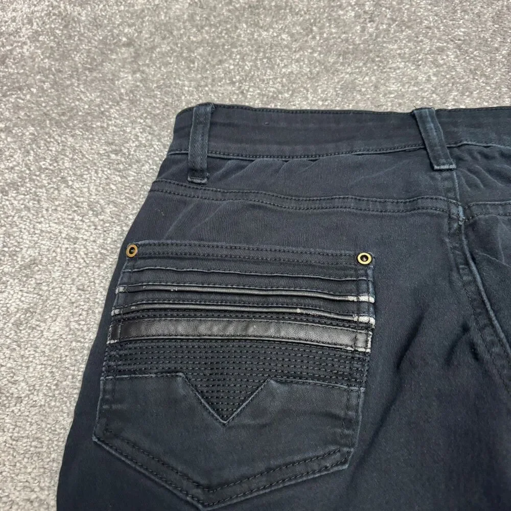 G Fried Slim Fit Straight Moto Denim Jeans Men 32x32 Black Paneled Biker Stretch